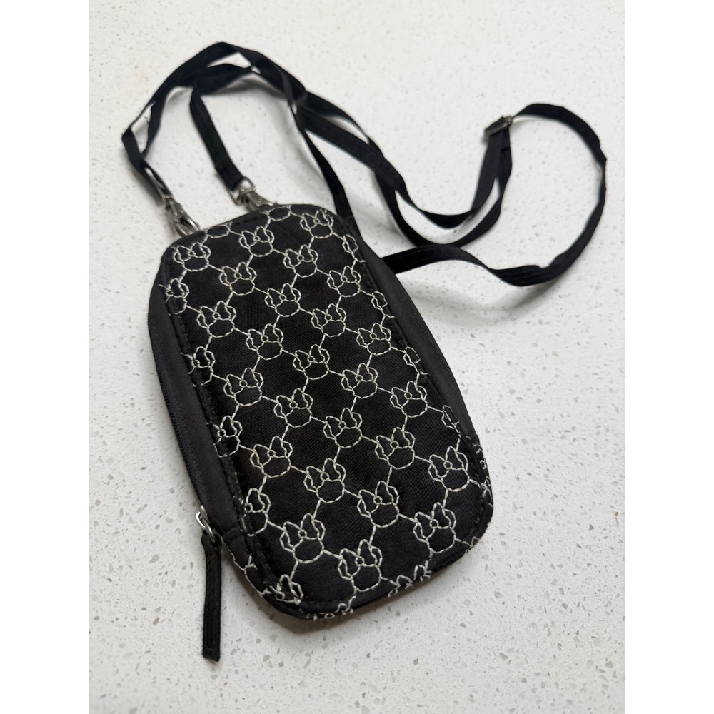 Disney Parks D-Tech Mickey Mouse Embroidered Crossbody Phone Bag Black